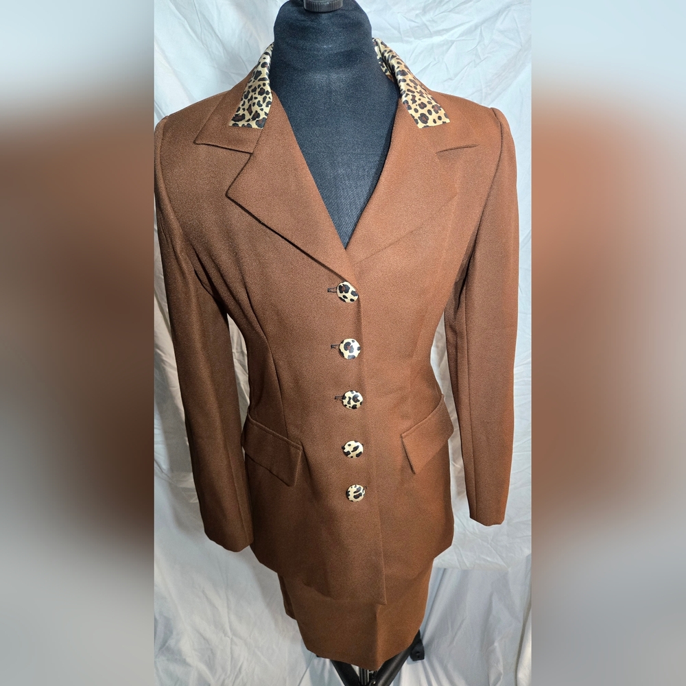 Lew Magram Vintage Women's Blazer Suit with Leopard Print Buttons